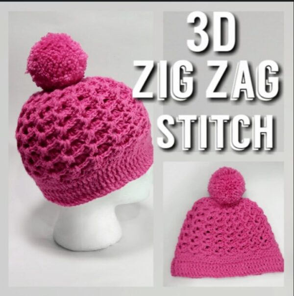 3D Zig Zag Stitch - Crochet hat