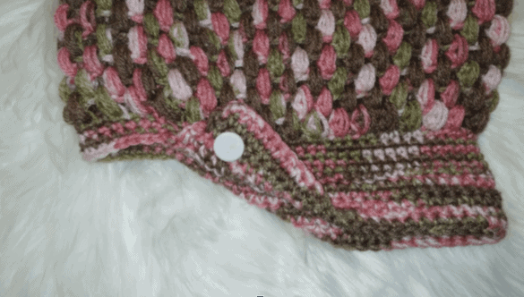 crochet puff stitch hat with brim