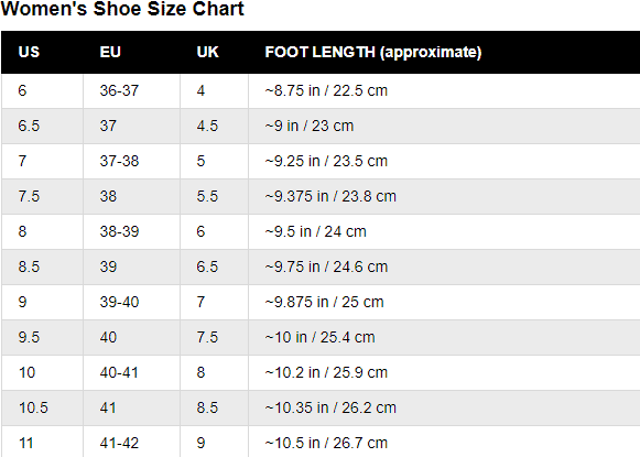shoes size conversion chart