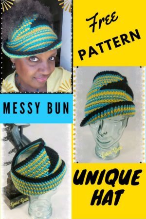 free crochet messy bun hat