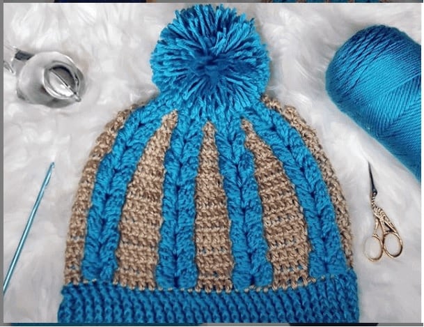 Braided crochet beanie hat