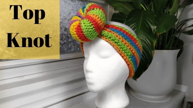 Top knot crochet headband ear warmers