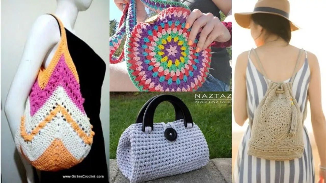 Crochet Handbag for Ladies | Cross Stitch | T-Shirt Yarn | Aticue Decor