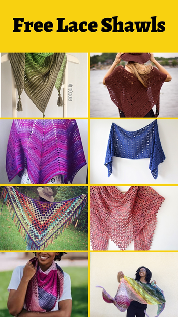 Easy Lace Triangle Crochet Shawl - Free Pattern  Crochet shawl free,  Crochet shawl pattern free, Crochet triangle scarf