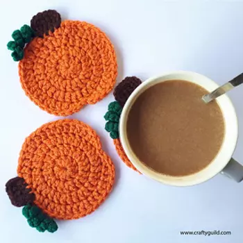 crochet pumpkin coaster