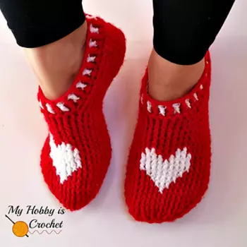 crochet heart slipper tutorial