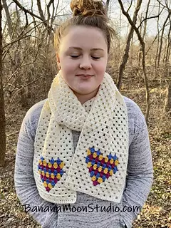 Crochet valentines day scarf