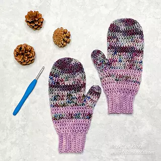 variegated crochet mittens