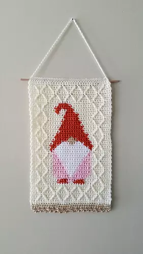 crochet gnome wall hanging