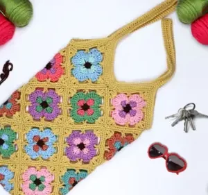 free crochet granny square bag