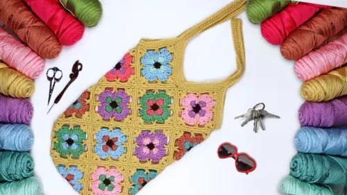 free crochet granny square bag