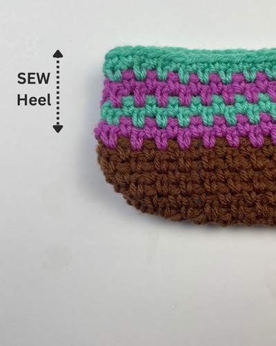 How to fold a flat crochet piece into a slipper shape