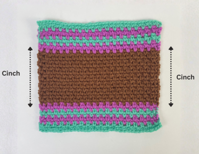 Flat moss stitch crochet rectangle used to make slippers