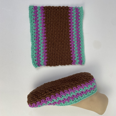 Handmade crochet slippers using the moss stitch