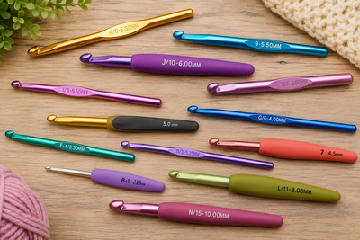 Multiple size crochet hooks