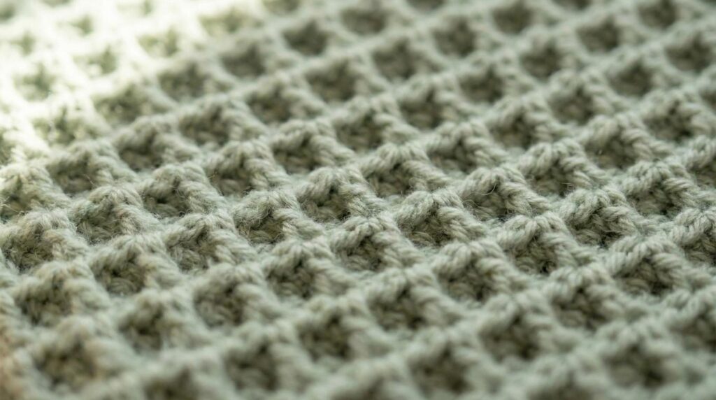 waffle stitch crochet blanket texture close up